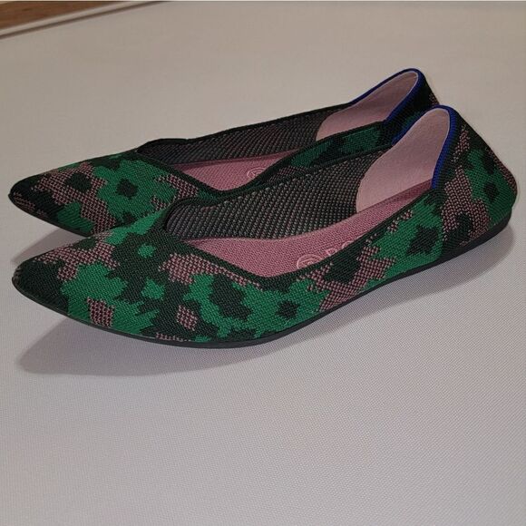 Rothy's Green Botanicamo Camo Point Toe Ballet Flat Shoes Sz 9 • Rare & Retired - Picture 3 of 16